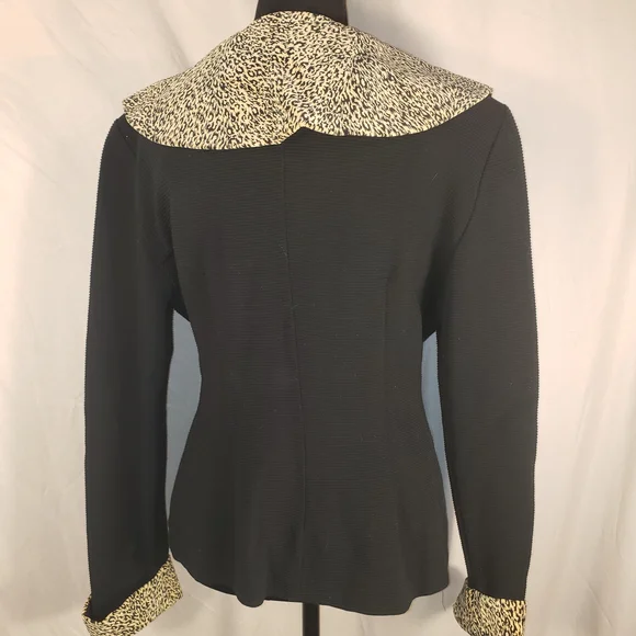 Vintage D. J. Summers Black and Gold Animal Print Women's Jacket - 12 - Picture 5 of 8